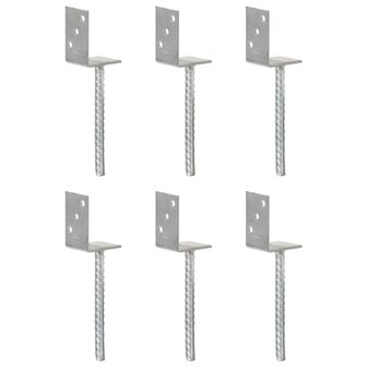 Grondankers 6 st 8x6x30 cm gegalvaniseerd staal zilverkleurig 1