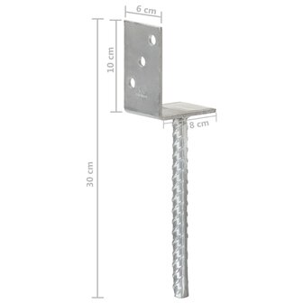 Grondankers 6 st 8x6x30 cm gegalvaniseerd staal zilverkleurig 7