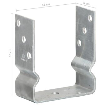 Grondankers 12 st 12x6x15 cm gegalvaniseerd staal zilverkleurig 8