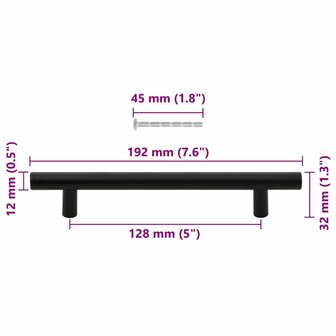 Handvatten 10 st 128 mm roestvrij staal zwart 10