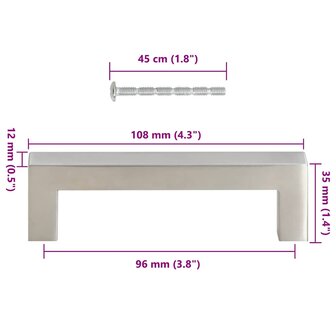 Handvatten 10 st 96 mm roestvrij staal zilverkleurig 10