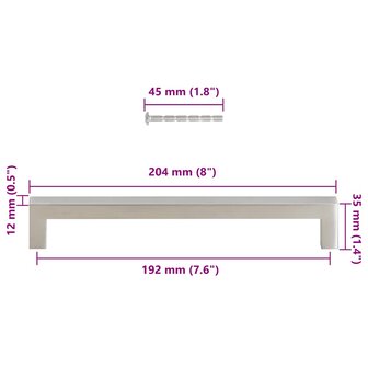 Handvatten 5 st 192 mm roestvrij staal zilverkleurig 10