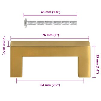 Handvatten 10 st 64 mm roestvrij staal goudkleurig 10