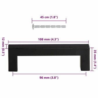 Handvatten 10 st 96 mm roestvrij staal zwart 10