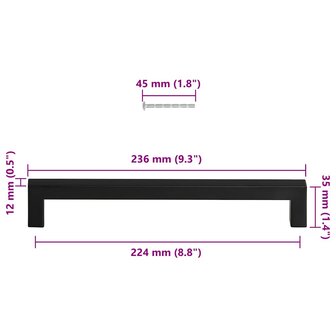 Handvatten 5 st 224 mm roestvrij staal zwart 10