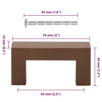 Handvatten 10 st 64 mm roestvrij staal bronskleurig 10