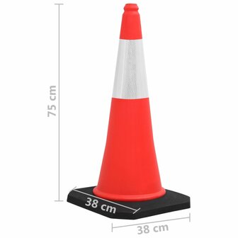 Verkeerskegels met zware basis 10 st reflecterend 75 cm 5