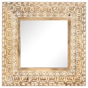 Spiegel handgesneden 50x50x2,6 cm massief mangohout 2