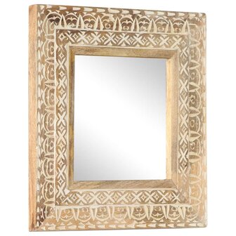 Spiegel handgesneden 50x50x2,6 cm massief mangohout 9