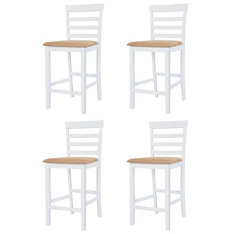 Bartafel- en barstoelenset massief hout bruin en wit 5-delig  5