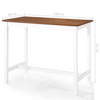 Bartafel- en barstoelenset massief hout bruin en wit 5-delig  8