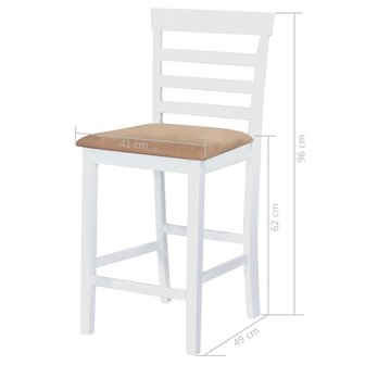 Bartafel- en barstoelenset massief hout bruin en wit 5-delig  9