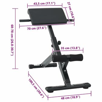 Hyperextension Bank Zwart 100,5 x 70 x 78 cm Gepoedercoat staal 9