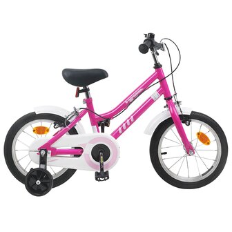 Kinderfiets 14 Inch voor 3-5 jaar oud Roze Wit 1