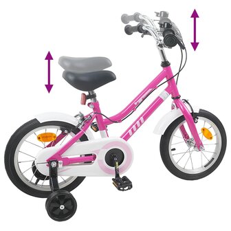 Kinderfiets 14 Inch voor 3-5 jaar oud Roze Wit 7