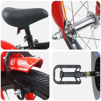 Kinderfiets 14 Inch voor 3-5 jaar oud Zwart Rood 4