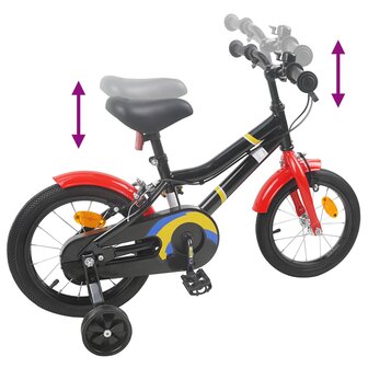 Kinderfiets 14 Inch voor 3-5 jaar oud Zwart Rood 7