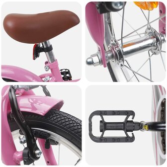 Kinderfiets 14 Inch voor 3-5 jaar oud Lichtroze 4