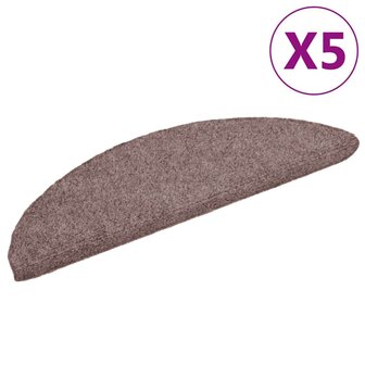 Trapmatten Zelfklevend 5 stuks 56x17x3 cm lichtbruin Halfrond 2