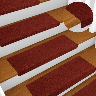 Trapmatten Zelfklevend 5 stuks 65x21x4 cm Bordeaux Rood Rechthoekige Rand 5