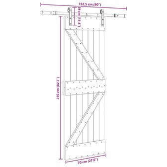 Schuifdeur NARVIK Naturel en Zwart 70 x 210 cm (152,5 cm) 8