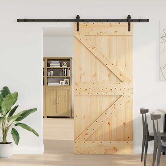 Schuifdeur NARVIK Naturel en Zwart 80 x 210 cm (213,5 cm) 1