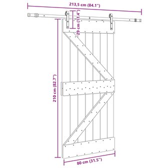 Schuifdeur NARVIK Naturel en Zwart 80 x 210 cm (213,5 cm) 8