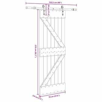 Schuifdeur NARVIK Naturel en Zwart 70 x 210 cm (152,5 cm) 8