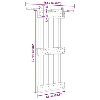 Schuifdeur NARVIK Naturel en Zwart 85 x 210 cm (152,5 cm) 8