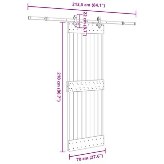Schuifdeur NARVIK Naturel en Zwart 70 x 210 cm (213,5 cm) 8