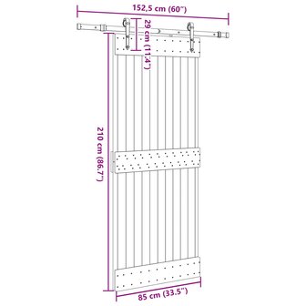 Schuifdeur NARVIK Naturel en Zwart 85 x 210 cm (152,5 cm) 8