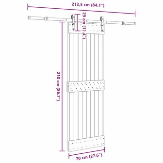 Schuifdeur NARVIK Naturel en Zwart 70 x 210 cm (213,5 cm) 8