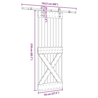 Schuifdeur NARVIK Naturel en Zwart 70 x 210 cm (152,5 cm) 8