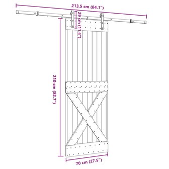 Schuifdeur NARVIK Naturel en Zwart 70 x 210 cm (213,5 cm) 8