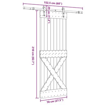 Schuifdeur NARVIK Naturel en Zwart 70 x 210 cm (152,5 cm) 8