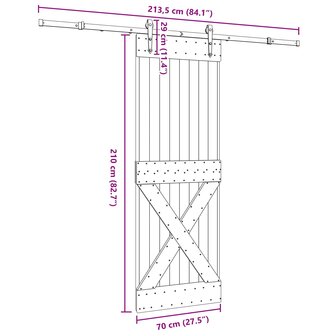 Schuifdeur NARVIK Naturel en Zwart 70 x 210 cm (213,5 cm) 8