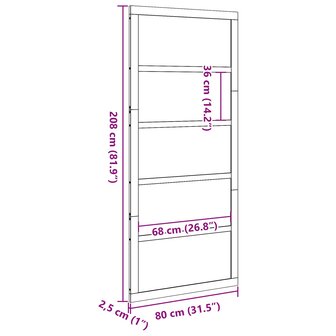 Schuifdeur Wasbruin 80 x 2,5 x 208 cm Massief grenenhout 11
