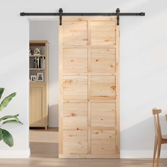 Schuifdeur Naturel 80 x 2,5 x 208 cm Massief grenenhout 3