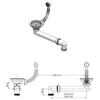 Spoelbak enkele bak graniet beige 7