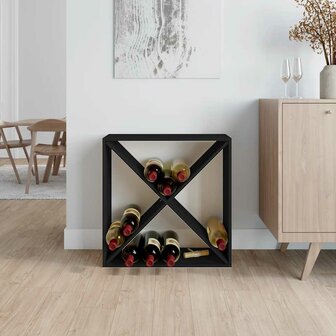 Wijnkast 62x25x62 cm massief grenenhout zwart 3