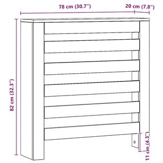 Radiatorombouw 78x20x82 cm bewerkt hout artisanaal eikenkleur 8