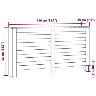 Radiatorombouw 149x20x82 cm bewerkt hout betongrijs 8