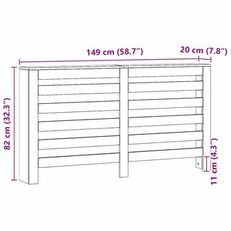 Radiatorombouw 149x20x82 cm bewerkt hout artisanaal eikenkleur 8