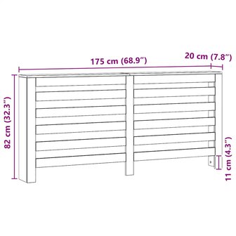Radiatorombouw 175x20x82 cm bewerkt hout artisanaal eikenkleur 8