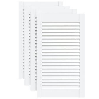 Kastdeuren met lamellen 4 st 69x39,4 cm massief grenenhout wit 2