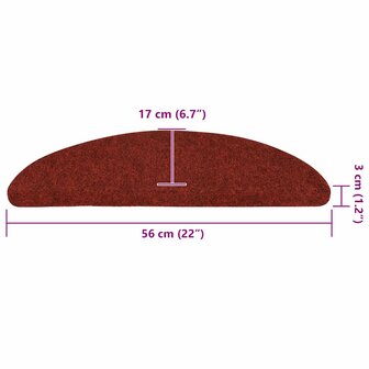 Trapmatten Zelfklevend 10 st 56x17x3 cm Bordeaux Rood Halfrond 8