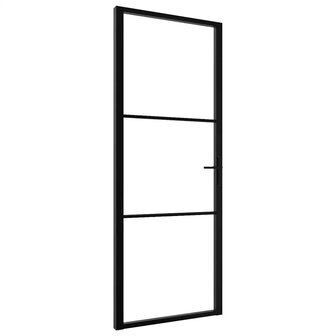 Binnendeur 76x201,5 cm ESG-glas en aluminium zwart 2