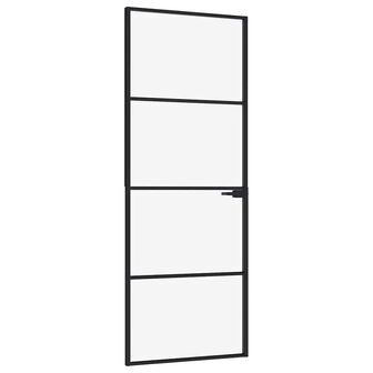 Binnendeur 76x201,5 cm gehard glas en aluminium smal zwart 2