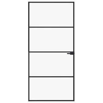 Binnendeur 93x201,5 cm gehard glas en aluminium smal zwart 3