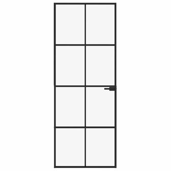 Binnendeur 76x201,5 cm gehard glas en aluminium smal zwart 3